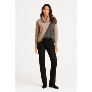 Women's 89th & Madison Brown Gray Colorblock Cowl Neck Sweater S